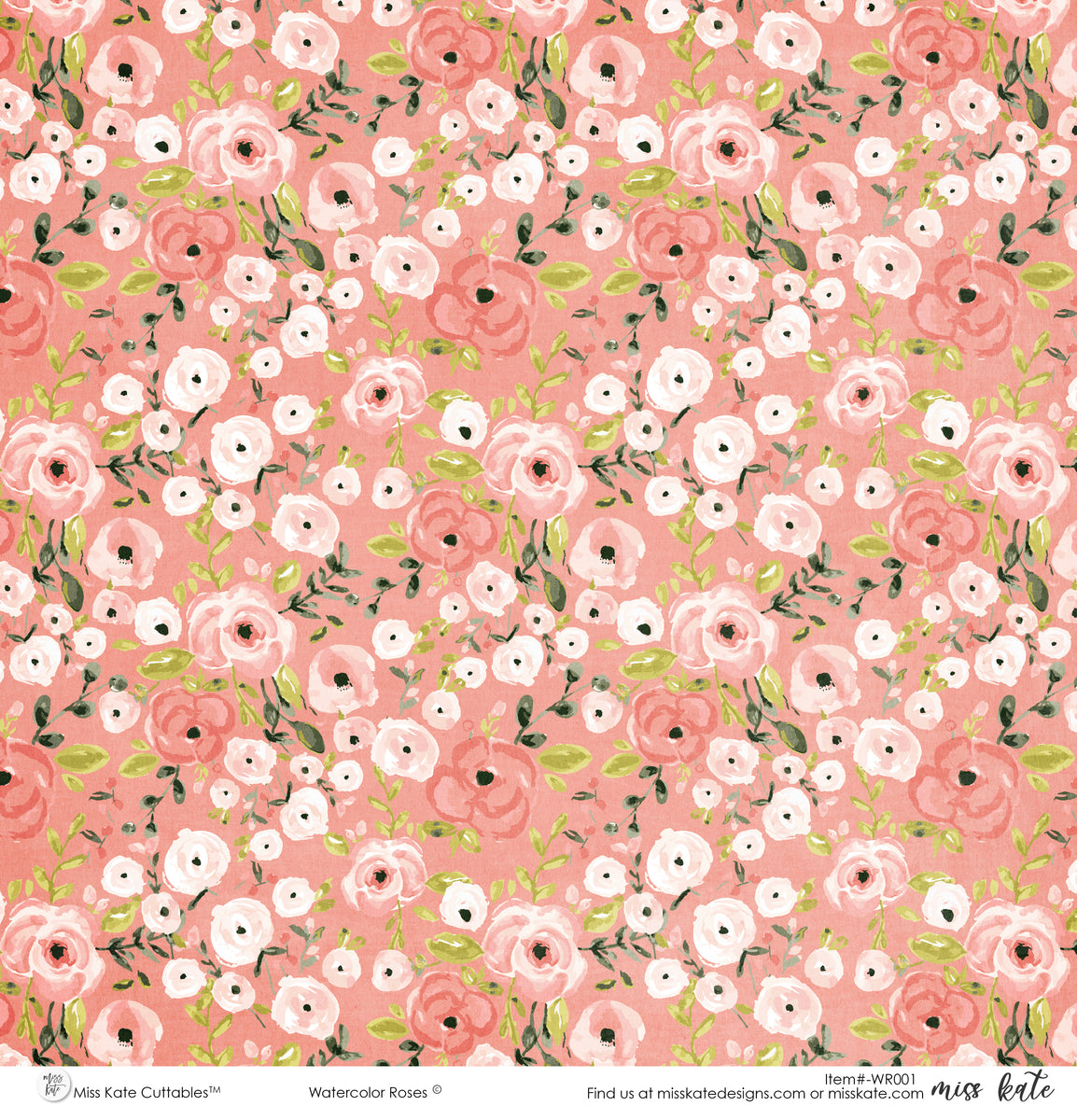 Watercolor Roses Scrapbook Paper Pack Single Sided – MISS KATE