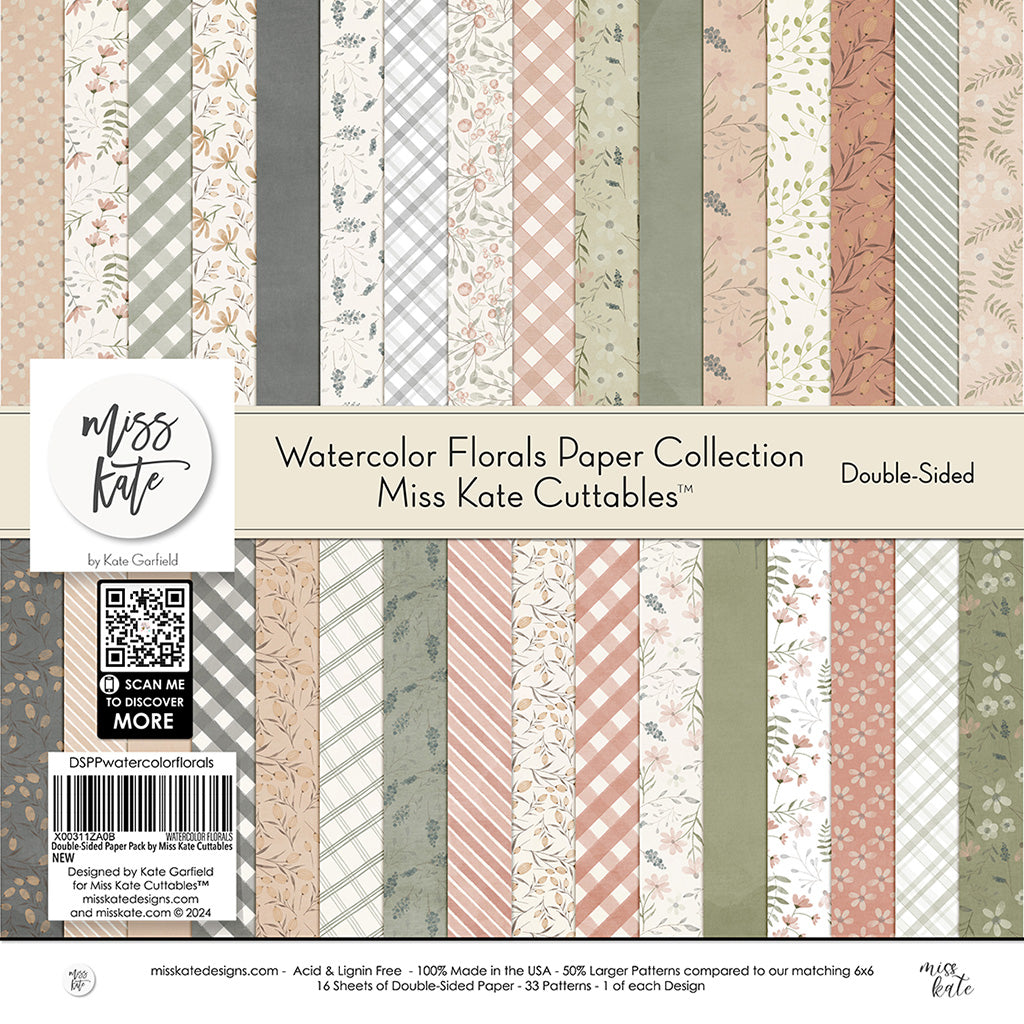 Watercolor Florals - Double-Sided Scrapbook Paper Pack 12x12 Watercolor Florals - Double-Sided Scrapbook Paper Pack 12x12