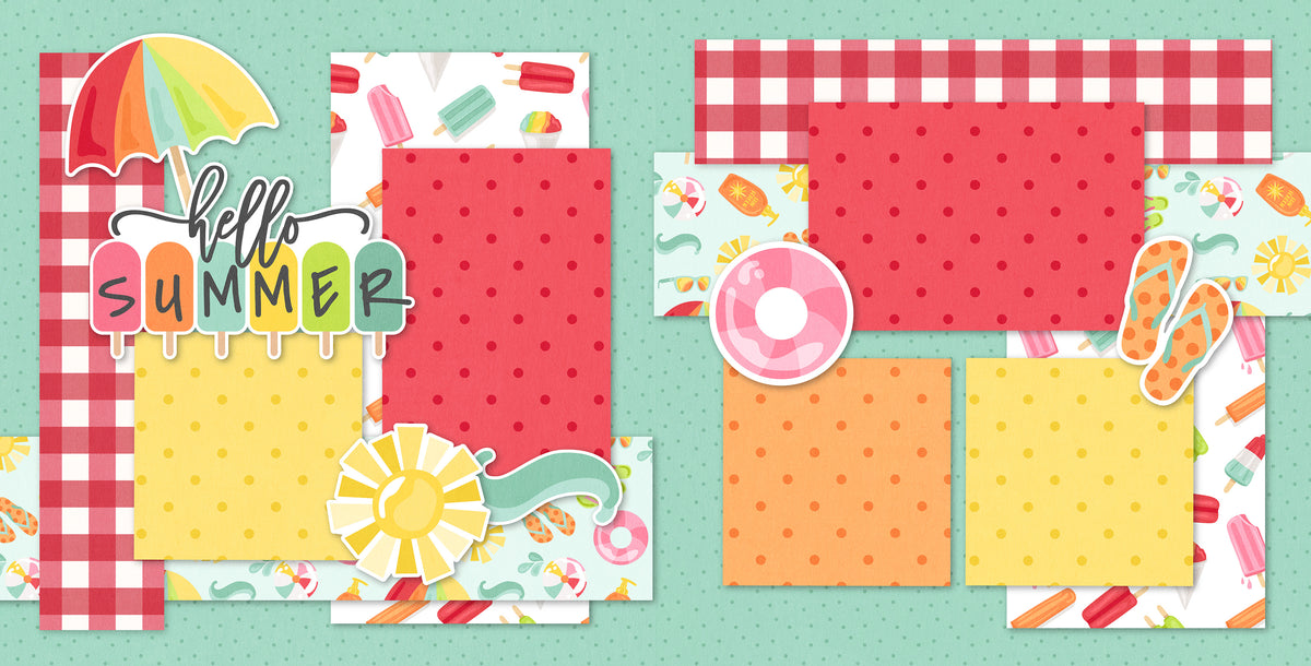 Hello Summer - Summer Vacation Scrapbook 12x12 Page Kit – MISS KATE