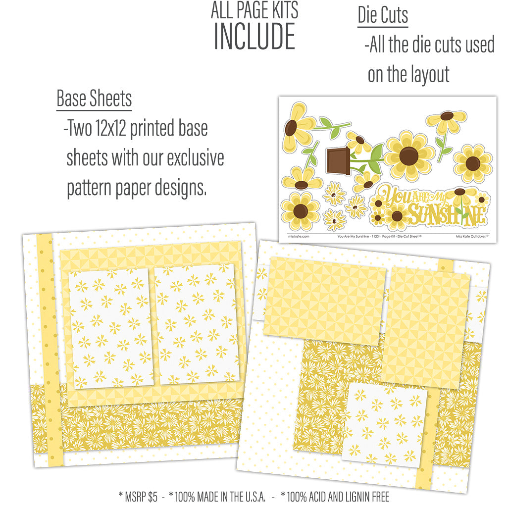 You Are My Sunshine -Scrapbook Page Kit-by Miss Kate Cuttables – MISS KATE