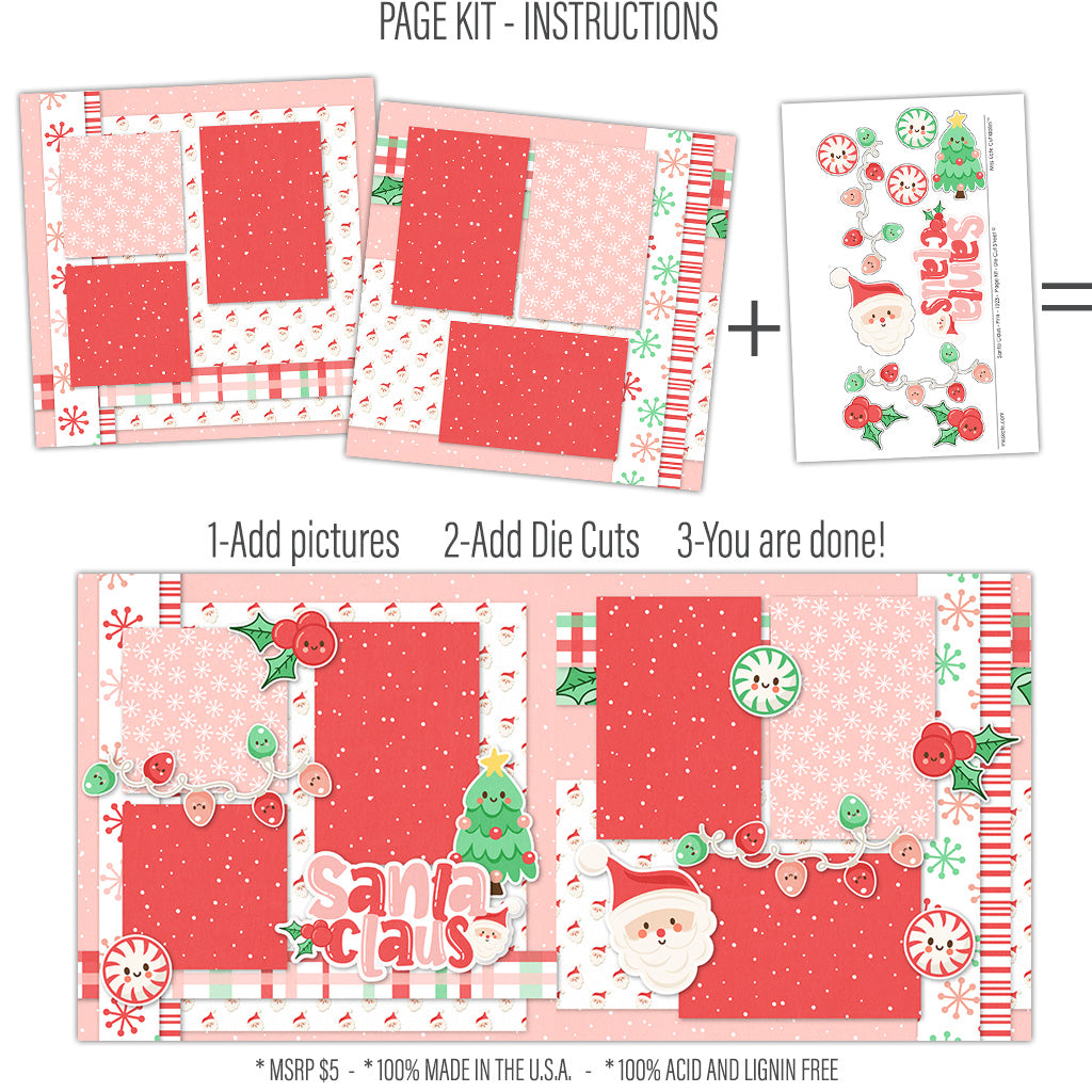Santa Claus - Christmas Scrapbook Page Kit -by Miss Kate Cuttables – MISS  KATE