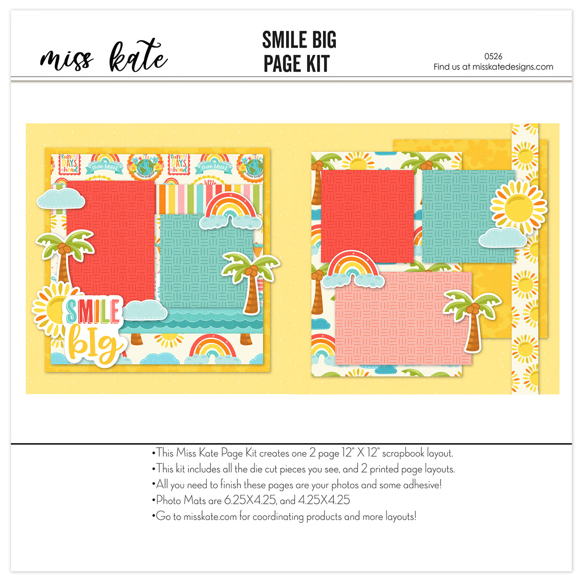 Smile Big - Summer Vacation Scrapbook 12x12 Page Kit – MISS KATE
