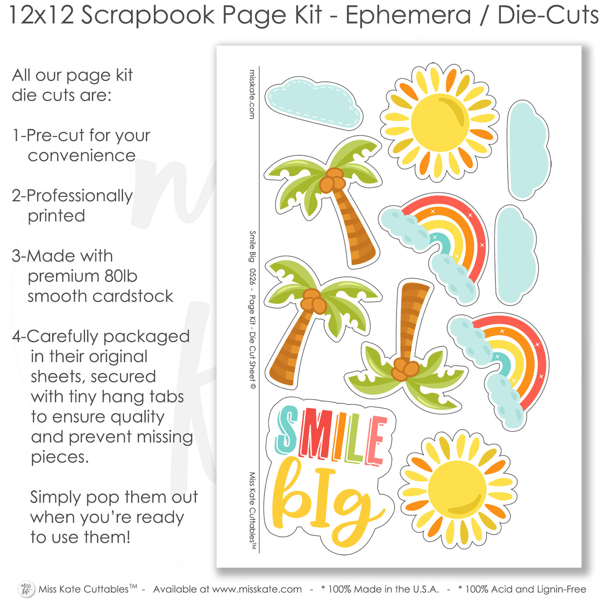 Smile Big - Summer Vacation Scrapbook 12x12 Page Kit – MISS KATE