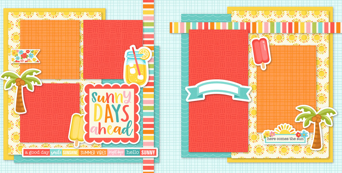 Sunny Days Ahead - Summer Vacation Scrapbook 12x12 Page Kit – MISS KATE