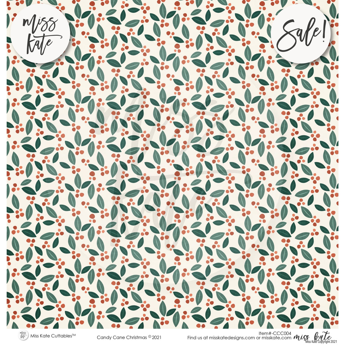 Candy Cane Christmas Scrapbook Paper Pack Single Sided MISS KATE