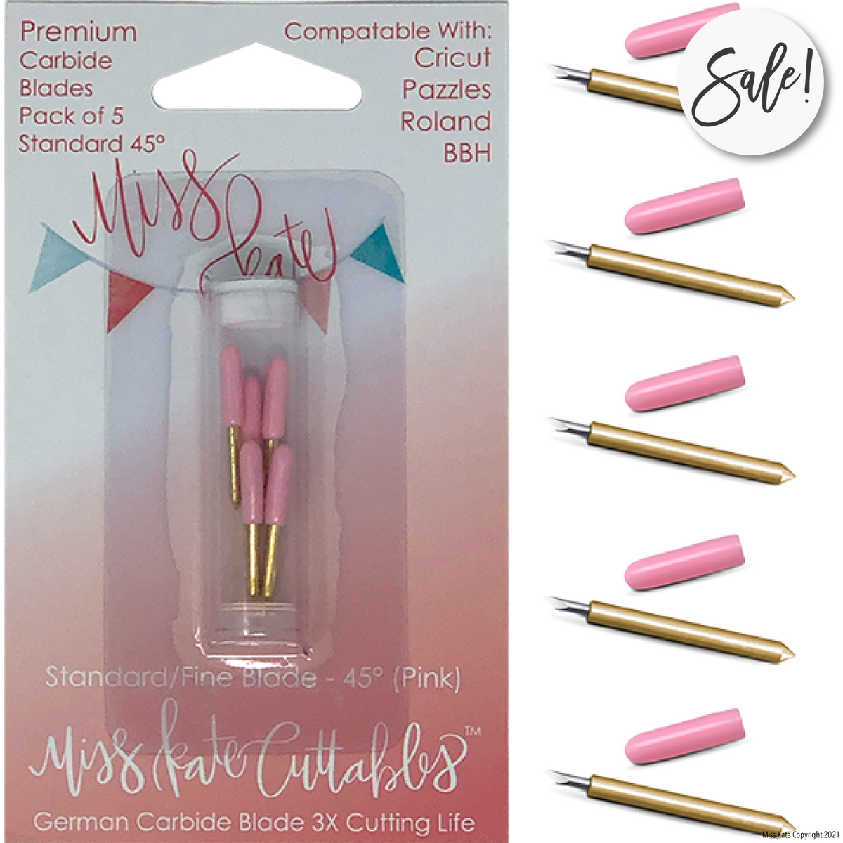 Carbide Cutting Blades Pack of Standard 45 Degree for Cricut