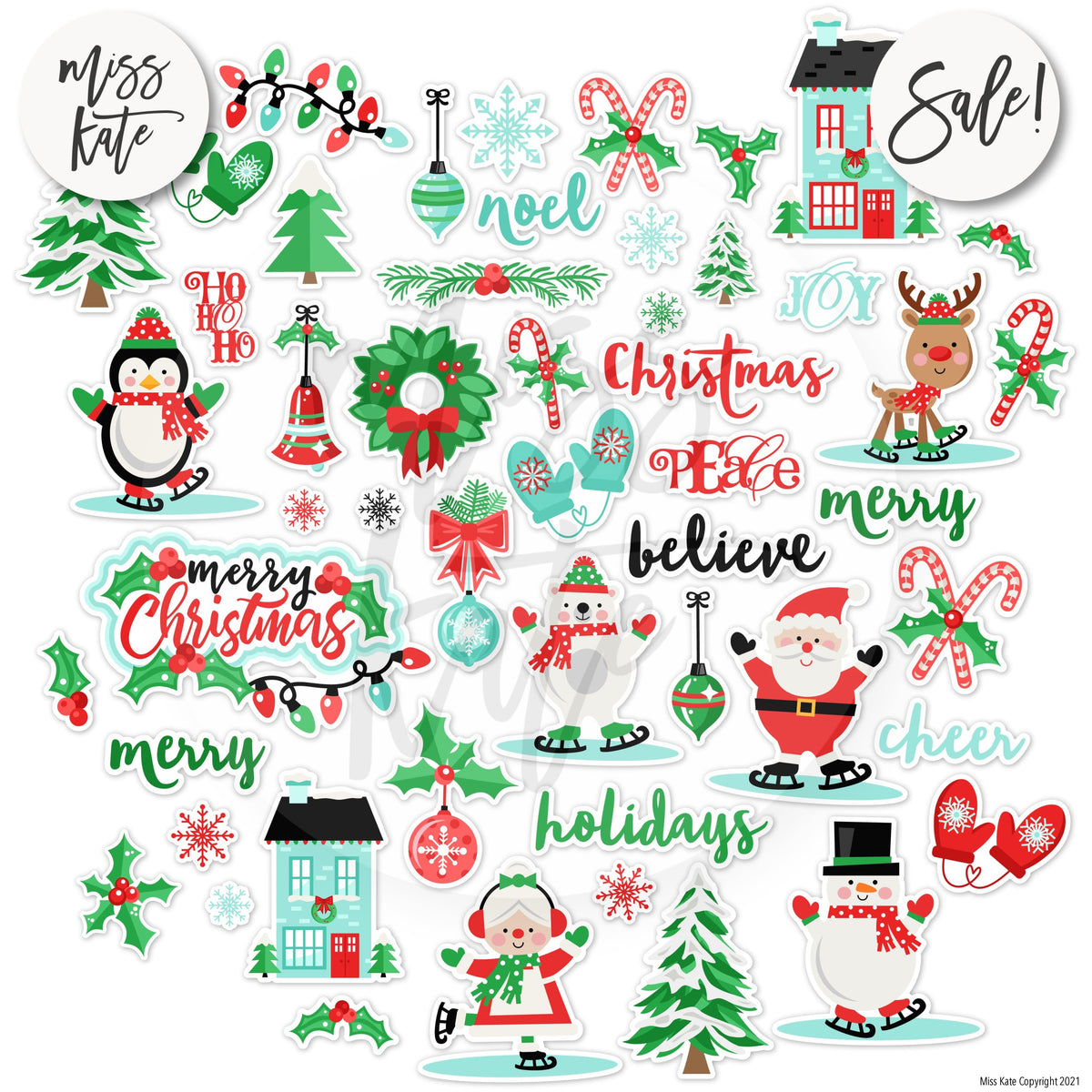 Christmas Eve - Sticker Sheet Stickers Christmas, planner – MISS KATE