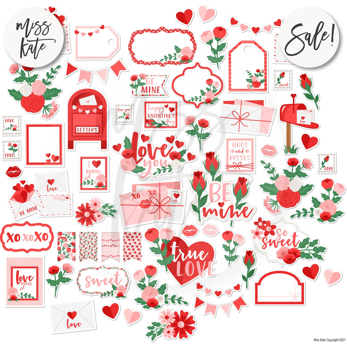 Valentine Digital Alphabet Love Printable Letter Love Clipart Printable  Valentines Planner Sticker Love Scrapbook Alphabet Love Design Decor 