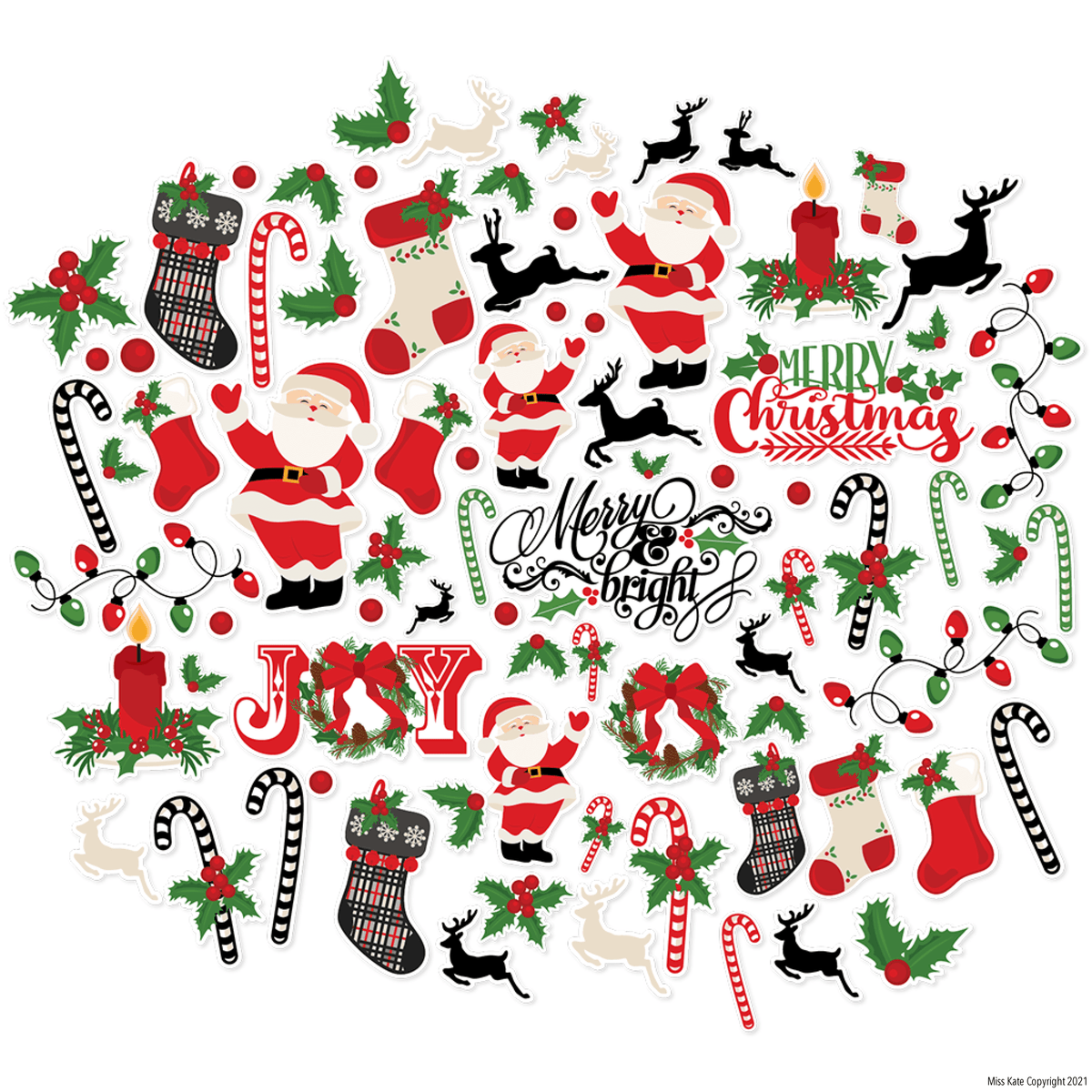 Merry Christmas Die Cuts Christmas, scrapbook ephemera MISS KATE