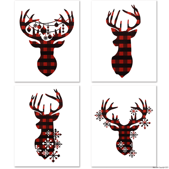 Red & Black Reindeer Heads - 8X10 Prints