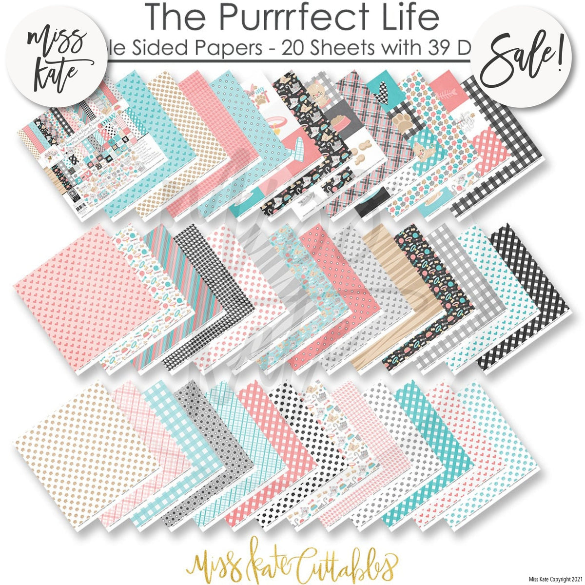 The Purrrfect Life - Cat Paper & Sticker Kit Scrapbook 12x12 Paper