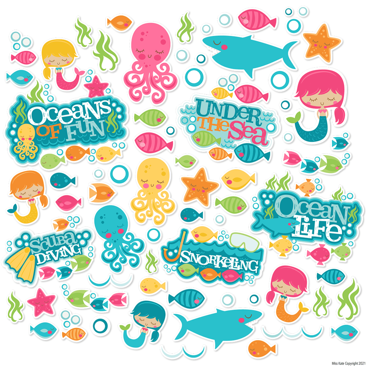 Under the Sea - Die Cuts Scrapbook Ocean Ephemera Cutouts – MISS KATE, image size:1200x1200