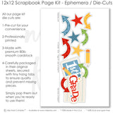Capture special moments with the 1St Grade layout — school memories, back to school, scrapbook layout kit, seasonal scrapbook page kits and die cuts, photo album, paper crafting, acid-free double-sided scrapbook supplies, scrapbook kit, first grade, teacher gift, ready-to-glue title banners and photo frames, student photos, memory keeping, handmade elements for DIY photo albums, kids school, coordinated background patterns and journaling spots, scrapbooking ephemera and cardstock cutouts
