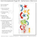 3Rd Grade scrapbook page kit — scrapbook layout kit, elementary school, school memories, school layout, third grade, precut designs for memory journaling, scrapbooking ephemera and cardstock cutouts, ready-to-glue title banners and photo frames, photo mats, paper crafting, pastel paper embellishments and photo mats, creative accents for scrapbook storytelling, back to school, acid-free double-sided scrapbook supplies, student photos, teacher gift