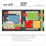 4Th Grade scrapbook page kit — teacher gift, handmade elements for DIY photo albums, school layout, back to school, coordinated background patterns and journaling spots, paper crafting, paper crafting kit, creative accents for scrapbook storytelling, pastel paper embellishments and photo mats, scrapbook supplies, school paper, acid-free double-sided scrapbook supplies, scrapbooking ephemera and cardstock cutouts, fourth grade, student photos, school memories
