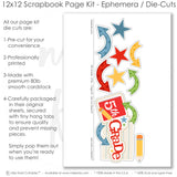 Capture special moments with the 5Th Grade layout — acid-free double-sided scrapbook supplies, scrapbooking ephemera and cardstock cutouts, back to school, photo mats, classroom memories, fifth grade, precut designs for memory journaling, pastel paper embellishments and photo mats, premade scrapbook pages, school paper, teacher gift, school album, layered die cut titles for themed layouts, school layout, scrapbook layout kit, coordinated background patterns and journaling spots