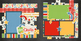 8Th Grade 12x12 scrapbook page kit shown with coordinated patterned papers and matching die cuts. Visual details include Black Chalkboard Background, Red Plaid Paper, Multicolor School Doodles, Rainbow Striped Paper. Relevant for middle school graduation, 8Th Grade Graduation Scrapbook Kit, Middle School Graduation Album. Celebrate the final year of middle school with a bright 8th Grade scrapbook page kit made for graduation photos, classroom memories, school friends, and end-of-year.