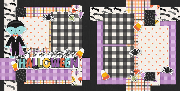 A Fangtastic Halloween scrapbook page kit — halloween scrapbook, 12x12 scrapbook kit, scrapbooking ephemera and cardstock cutouts, scrapbook craft kit, precut designs for memory journaling, acid-free double-sided scrapbook supplies, spooky scrapbook, ready-to-glue title banners and photo frames, candy corn scrapbook, scrapbook paper kit, halloween crafts, handmade elements for DIY photo albums, diy scrapbook kit, layered die cut titles for themed layouts
