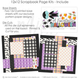Celebrate your memories with the A Fangtastic Halloween design — layered die cut titles for themed layouts, 12x12 scrapbook kit, seasonal scrapbook page kits and die cuts, scrapbook paper kit, halloween crafts, halloween scrapbook, scrapbook craft kit, diy scrapbook kit, vampire scrapbook, acid-free double-sided scrapbook supplies, pastel paper embellishments and photo mats, scrapbooking ephemera and cardstock cutouts, spooky scrapbook, ready-to-glue title banners and photo frames
