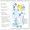 Coordinated Bath Time Blue memory-keeping layout with blue plaid paper strips, blue and white argyle pattern, pastel star background, yellow rubber duck, blue soap bubbles, white clawfoot bathtub, gray soap bar, water splash die cuts. Designed for Bath Time Scrapbook Layout, Rubber Duck Scrapbook Pages, bath time title phrase, layered blue photo mats, soft blue navy yellow and white palette, blue heart patterned paper.