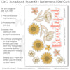 Coordinated Beautiful memory-keeping layout with sunflower patterned paper, pink gingham photo mats, soft pink polka dots, subtle plaid background, layered floral clusters, cream outlined blossoms, mustard yellow sunflowers, beautiful script title. Designed for Pink Flower Scrapbook Layout, Sunflower Scrapbook Pages, rounded floral paper panels, delicate leaf and stem accents, blush pink mustard and cream palette, large hand drawn flowers.
