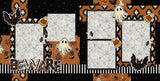 Beware scrapbook page kit — candy corn scrapbook, trick or treat kit, handmade elements for DIY photo albums, spooky scrapbook, coordinated background patterns and journaling spots, halloween crafts, creative accents for scrapbook storytelling, 12x12 scrapbook, precut designs for memory journaling, ghost scrapbook kit, seasonal scrapbook page kits and die cuts, spider scrapbook kit, bat scrapbook kit, ready-to-glue title banners and photo frames
