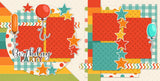 Birthday Party kids birthday scrapbook page kit — party page kit, handmade elements for DIY photo albums, creative accents for scrapbook storytelling, celebration kit, coordinated background patterns and journaling spots, star die cuts, birthday party, party scrapbook, seasonal scrapbook page kits and die cuts, scrapbook supplies, ready-to-glue title banners and photo frames, premade scrapbook pages, birthday photo, pastel paper embellishments and photo mats
