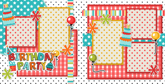 Birthday Partyblue scrapbook page kit — Scrapbook Supplies, Birthday Paper Kit, scrapbooking ephemera and cardstock cutouts, pastel paper embellishments and photo mats, Scrapbook Layout, Birthday Memories, 12x12 Scrapbook Kit, Birthday Photo Album, Birthday Scrapbook, acid-free double-sided scrapbook supplies, handmade elements for DIY photo albums, precut designs for memory journaling, seasonal scrapbook page kits and die cuts, Birthday Album, creative accents for scrapbook storytelling
