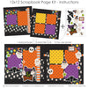Boo To You 12x12 scrapbook page kit instruction image showing the completed two-page layout and placement of coordinating papers, die cuts, and photo areas. Designed for Halloween memories and favorite photos.