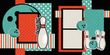 Bowling bowling night scrapbook page kit — handmade elements for DIY photo albums, bowling alley, bowling ball, acid-free double-sided scrapbook supplies, coordinated background patterns and journaling spots, game night, 12x12 page kit, bowling page kit, scrapbooking ephemera and cardstock cutouts, team bowling, bowling party, seasonal scrapbook page kits and die cuts, premade scrapbook pages, bowling pins, scrapbook layout kit, precut designs for memory journaling
