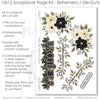 Coordinated Brothers memory-keeping layout with cream roses, black flowers, berry sprigs, leafy floral borders, brothers title die cut, siblings label die cut, black diamond lattice pattern, cream polka dot border. Designed for Brothers Family Scrapbook Layout, Sibling Memories Scrapbook Kit, olive polka dot paper, black cream stripe accents, olive tone photo mats, layered floral corners, neutral masculine palette, botanical sibling theme, black cream floral clusters, olive green leaves.