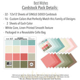 Best Wishes - Linen-Printed Smooth Cardstock Single-Sided