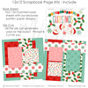 Christmas scrapbook page kit includes two coordinated 12x12 printed base sheets with matching die cuts and embellishments. Designed for family Christmas memories and favorite photos.