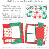 Christmas Cutie scrapbook page kit includes two coordinated 12x12 printed base sheets with matching die cuts and embellishments. Designed for Christmas memories and favorite photos.