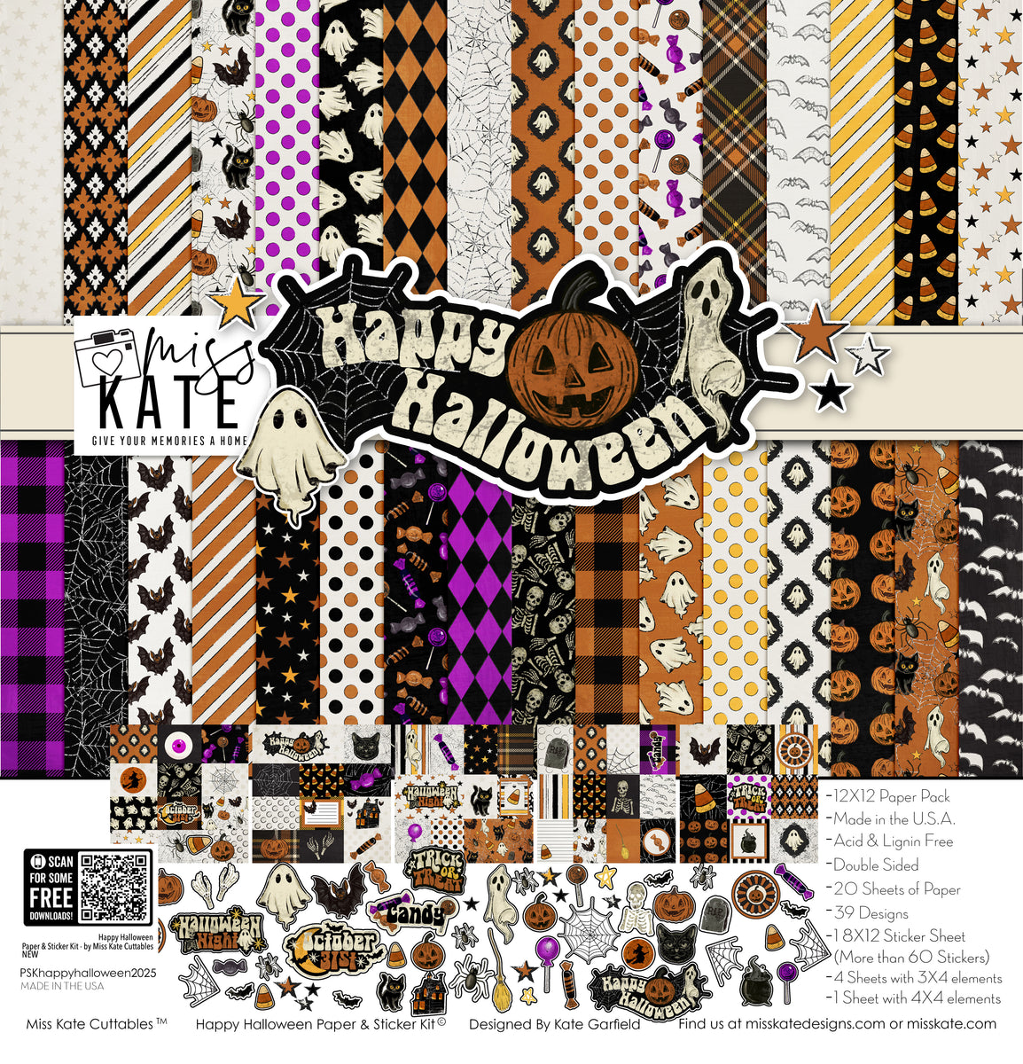 Happy Halloween - 12x12 Scrapbook Paper & Sticker Kit – MISS KATE