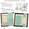 Enjoy The Ride scrapbook page kit includes two coordinated 12x12 printed base sheets with matching die cuts and embellishments. Designed for bicycle memories and favorite photos.