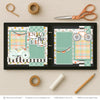 Enjoy The Ride scrapbook page kit shown in a memory album binder mockup with the finished two-page layout. A coordinated way to preserve bicycle memories and favorite photos.