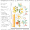 Enjoy Today scrapbook die cuts and ephemera sheet featuring multicolor plaid, small floral print, yellow star pattern, coral flowers, yellow flowers, and aqua flowers. Coordinating paper embellishments for spring memories and favorite photos.
