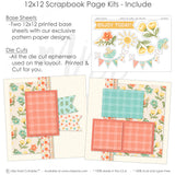 Enjoy Today scrapbook page kit includes two coordinated 12x12 printed base sheets with matching die cuts and embellishments. Designed for spring memories and favorite photos.