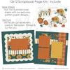 Fall Blessings scrapbook page kit includes two coordinated 12x12 printed base sheets with matching die cuts and embellishments. Designed for autumn memories and favorite photos.