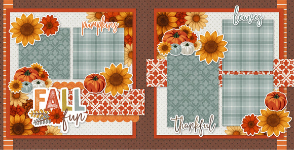 Fall Fun scrapbook page kit — autumn memories kit, precut designs for memory journaling, pumpkin scrapbook, autumn scrapbook, fall craft supplies, pastel paper embellishments and photo mats, acid-free double-sided scrapbook supplies, fall photo album, 12x12 scrapbook, family scrapbook kit, fall scrapbook kit, scrapbooking ephemera and cardstock cutouts, sunflower scrapbook, thanksgiving kit, autumn paper crafts, pumpkin patch pages, layered die cut titles for themed layouts
