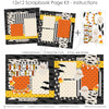 Fright Night 12x12 scrapbook page kit instruction image showing the completed two-page layout and placement of coordinating papers, die cuts, and photo areas. Designed for Halloween memories and favorite photos.