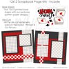 Game Night scrapbook page kit includes two coordinated 12x12 printed base sheets with matching die cuts and embellishments. Designed for card game memories and favorite photos.