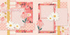 Two-page Gorgeous 12x12 scrapbook layout featuring soft blush pink background, coral floral pattern, pink daisy pattern, cream floral pattern, coral plaid, and pink striped paper. Designed for spring memories and favorite photos.