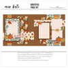 Grateful 12x12 scrapbook page kit cover featuring rust floral pattern, cream leaf pattern, multicolor striped accents, small multicolor dots, orange pumpkins, and mustard pumpkins. A coordinated premade layout for Thanksgiving memories and favorite photos.