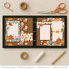 Grateful scrapbook page kit shown in a memory album binder mockup with the finished two-page layout. A coordinated way to preserve Thanksgiving memories and favorite photos.