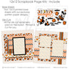 Halloween Magic scrapbook page kit includes two coordinated 12x12 printed base sheets with matching die cuts and embellishments. Designed for Halloween memories and favorite photos.