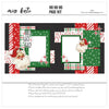 Ho Ho Ho 12x12 scrapbook page kit cover featuring red green black palette, candy cane pattern, red diagonal stripes, red starburst pattern, green starburst pattern, and red green plaid. A coordinated premade layout for Santa memories and favorite photos.