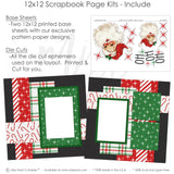 Ho Ho Ho scrapbook page kit includes two coordinated 12x12 printed base sheets with matching die cuts and embellishments. Designed for Santa memories and favorite photos.