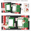 Ho Ho Ho 12x12 scrapbook page kit instruction image showing the completed two-page layout and placement of coordinating papers, die cuts, and photo areas. Designed for Santa memories and favorite photos.